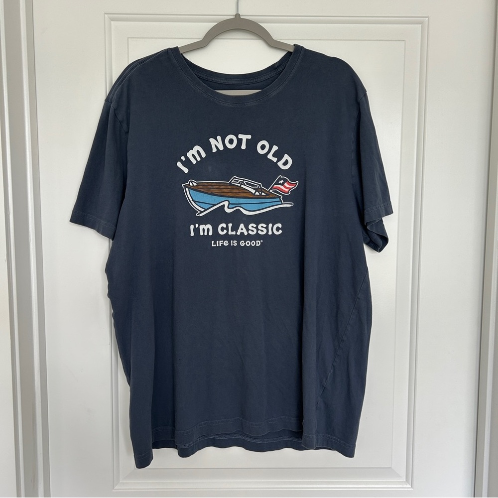 Life is Good Men's Classic Navy Crusher 100% Cotton T-Shirt